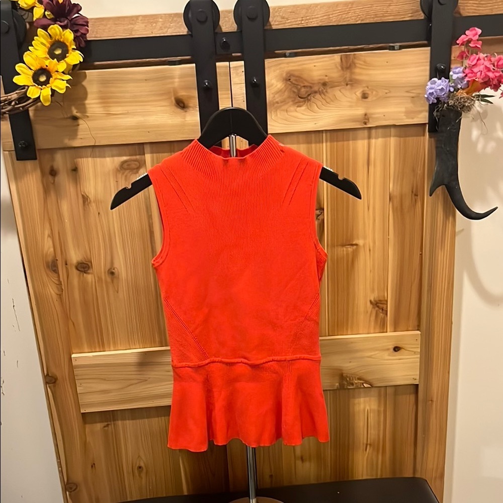 Talbots Bright Red Sleeveless Peplum Tank